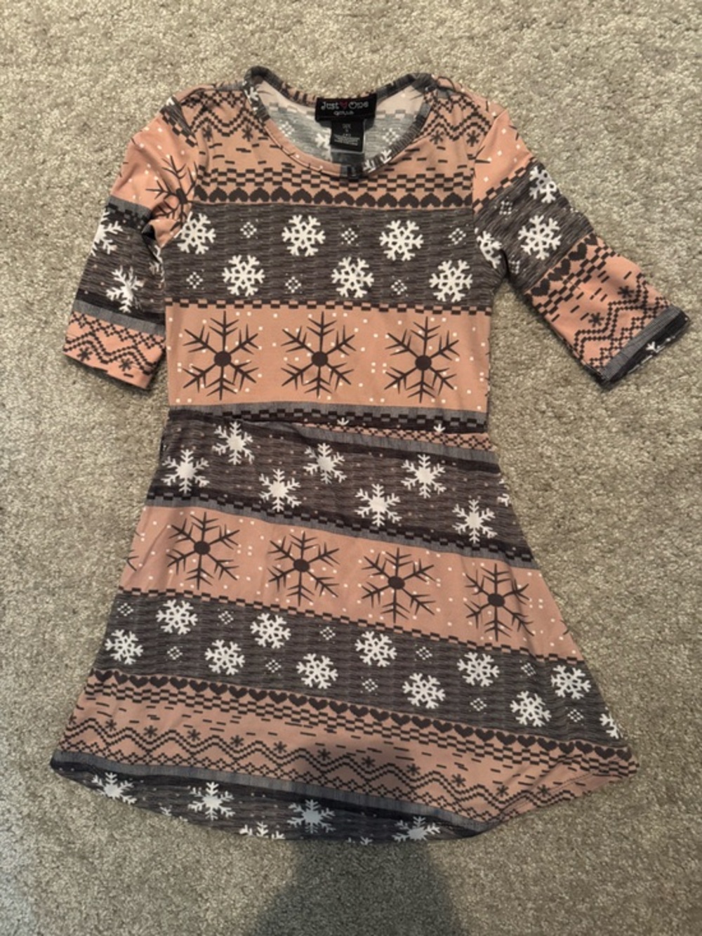 Cozy Snowflake Print Pullover - Pink & Gray